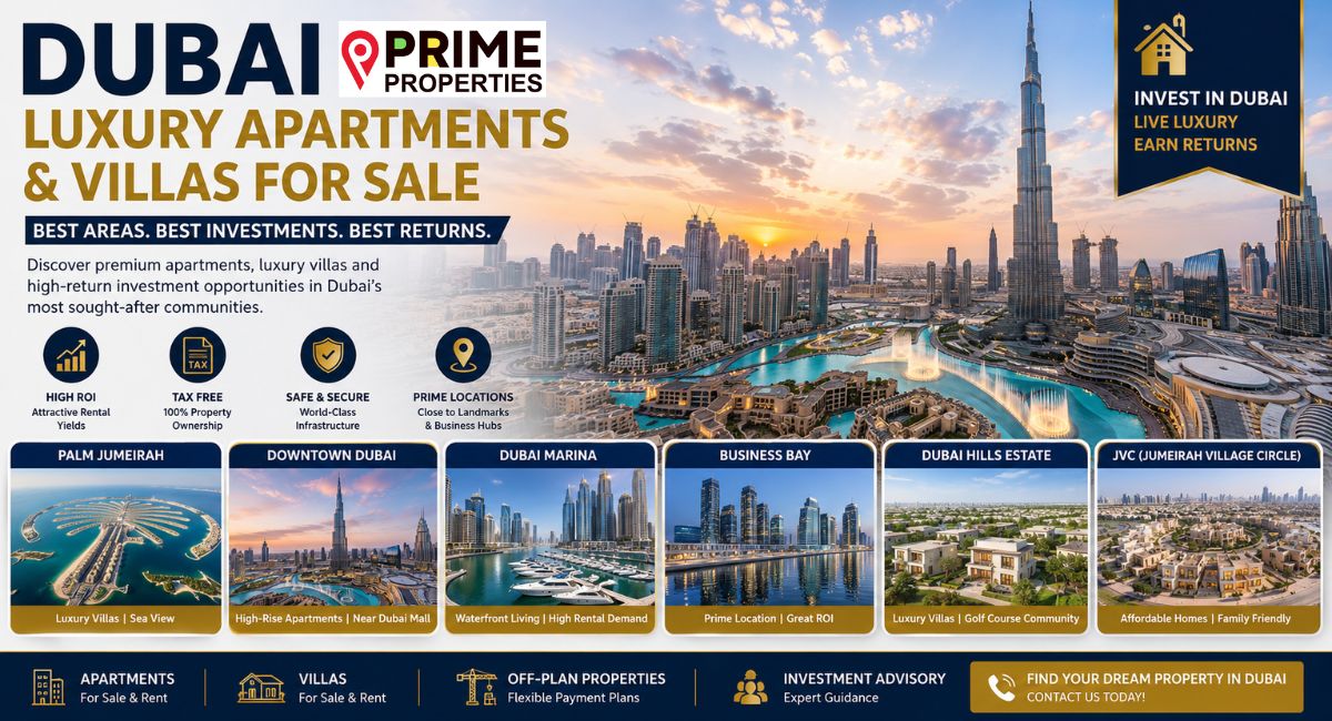 Dubai luxury apartments and villas skyline view